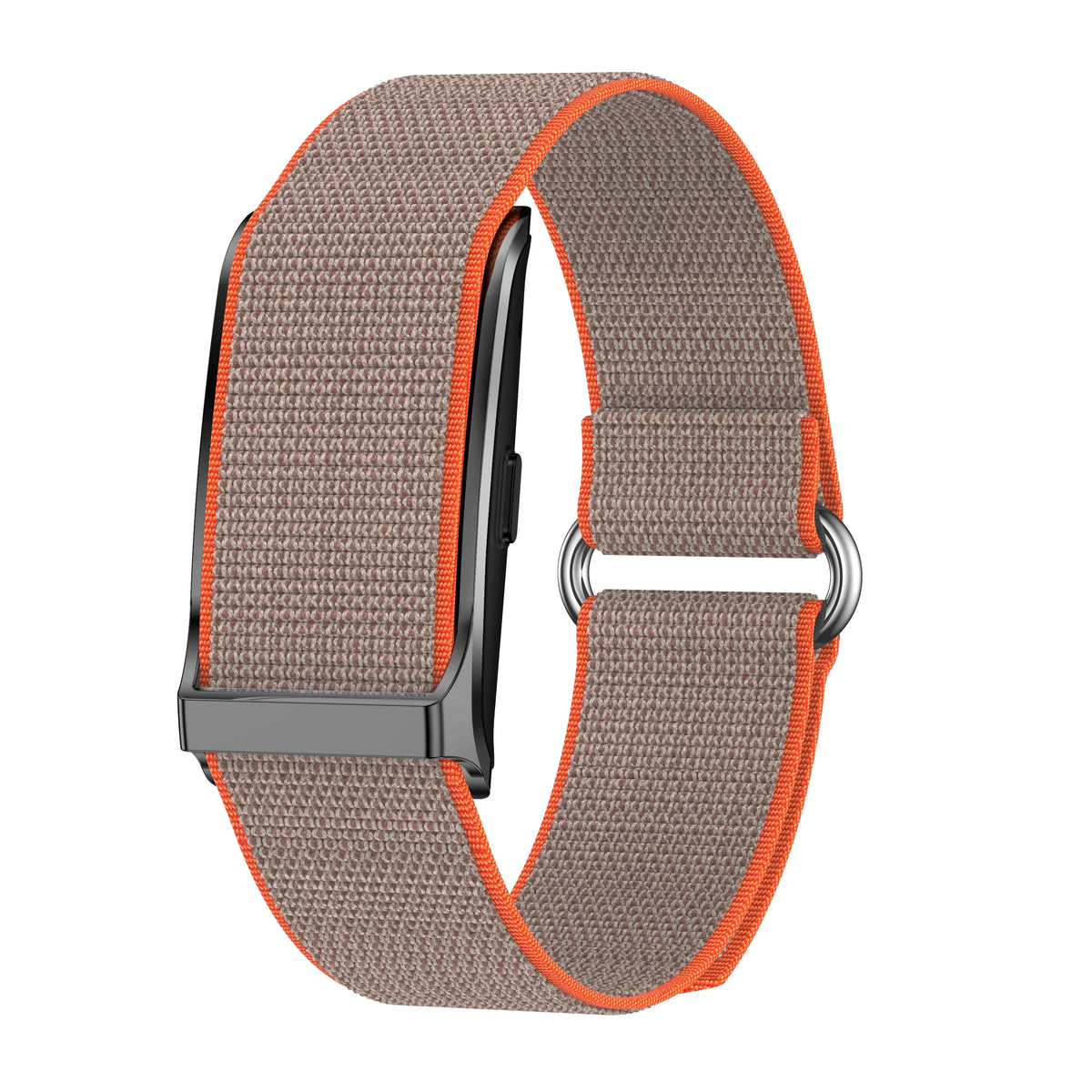 Loop Band com pulseira de nylon marrom e borda laranja